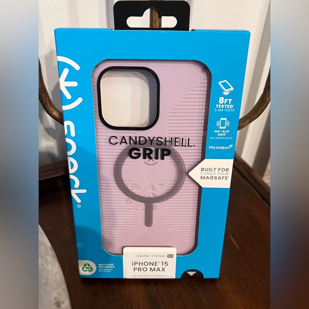 Speck CandyShell MagSafe Grip Case for iPhone 15 Pro Max Apple, Soft Lilac